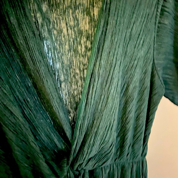 Long faux wrap dress. Deep v neckline, high front slit. - Picture 3 of 4